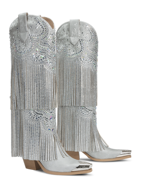 Vintage-sliver-tassels-rhinestones-cowgirl-boots