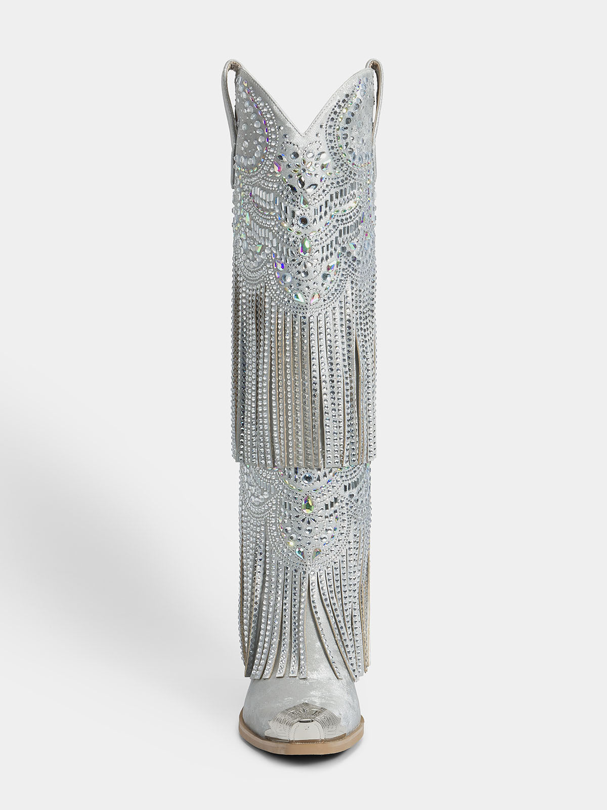 Vintage-sliver-with-tassels-and-rhinestones-knee-high-cowgirl-boots