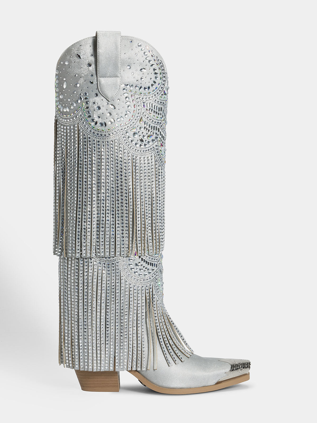 Vintage-sliver-with-tassels-and-rhinestones-pull-on-cowgirl-boots