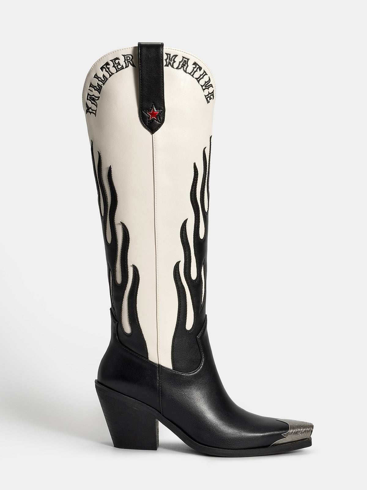 Black Flame Pattern Cowgirl Boots | WETKISS BOOTS