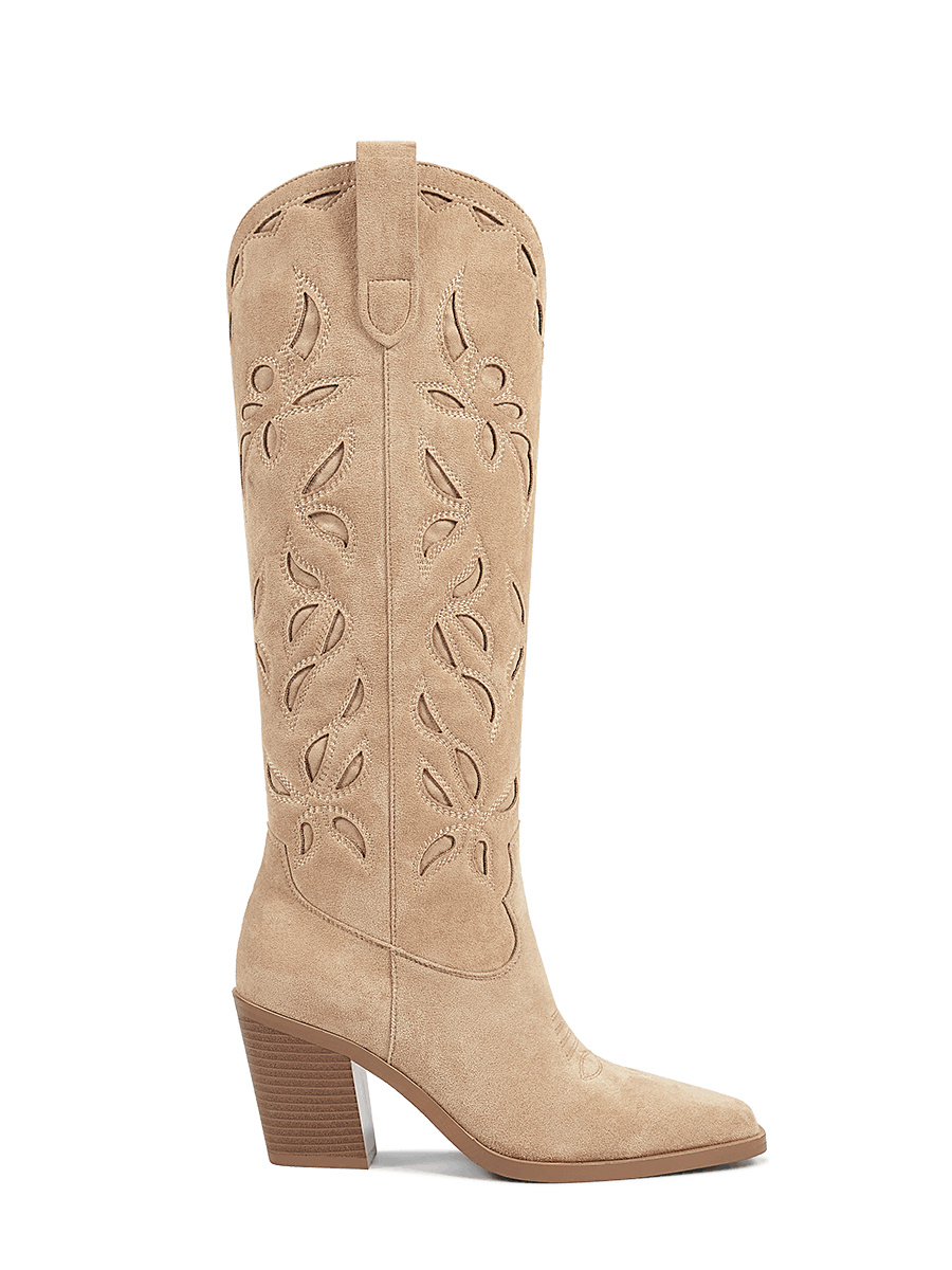 apricot-cut-out-chunky-heel-western-boots-pull-on