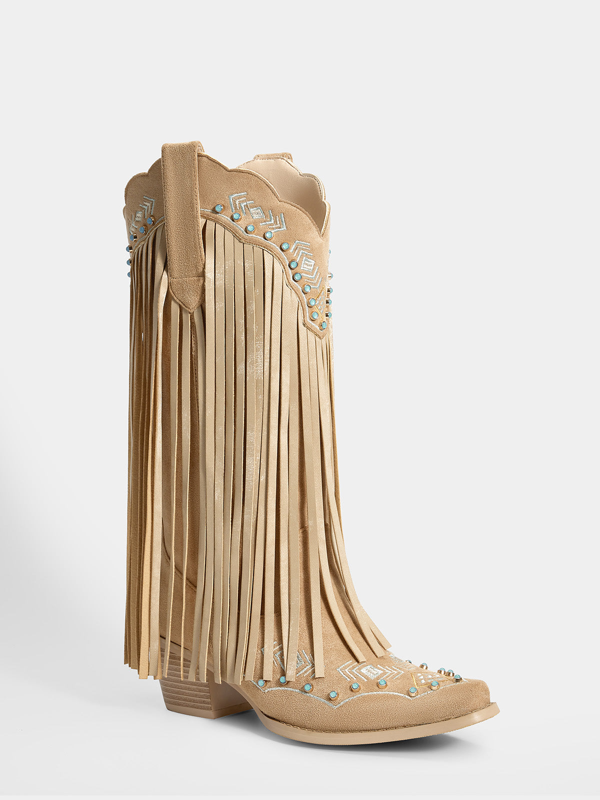 希少 soloist Fringe boots Apricot Fringe Western Boots | Blue rhinestones Boots | WETKISS