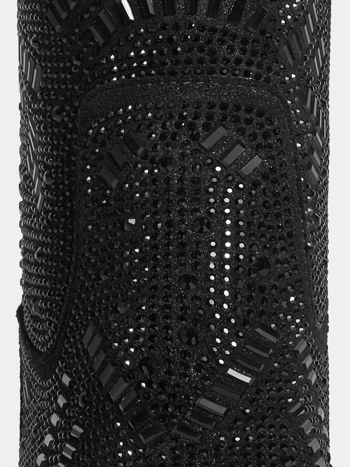 black-full-rhinestones-western-inspired-glitter-ankle-boots-faux-suede