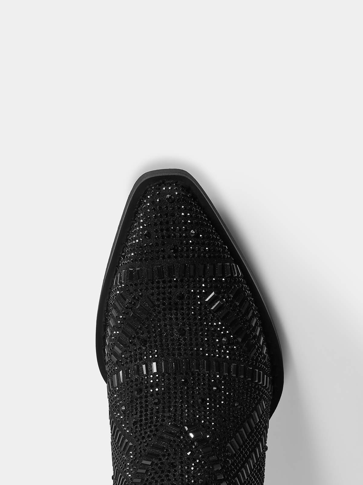black-full-rhinestones-western-inspired-glitter-ankle-boots-pointy