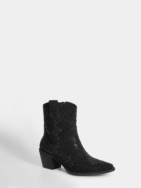 black-full-rhinestones-western-inspired-glitter-ankle-boots