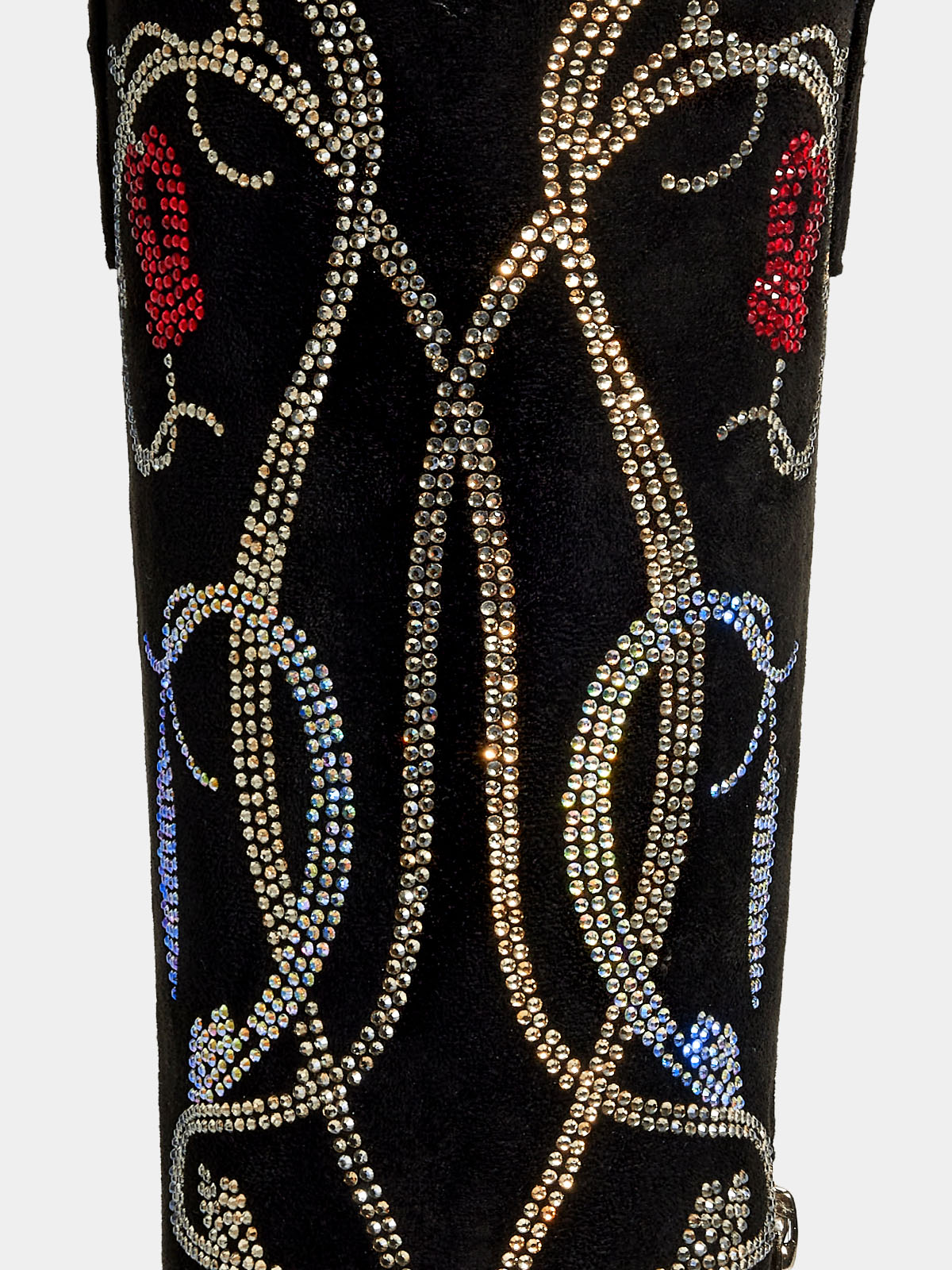 black-rhinestone-lily-pattern-faux-suede-cowgirl-boots