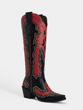 black_red_geometric_studded_western_cowgirl_boots
