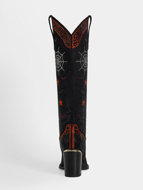 black_rhinestone_halloween_chunky_heel_cowgirl_boots