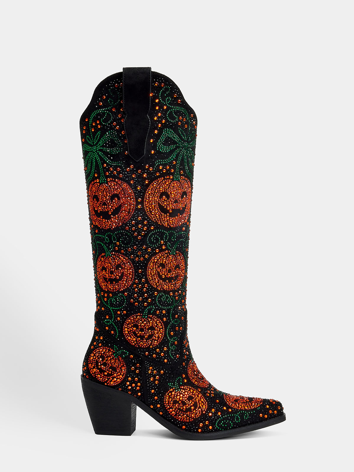 black_rhinestone_halloween_pumpkin_western_boots