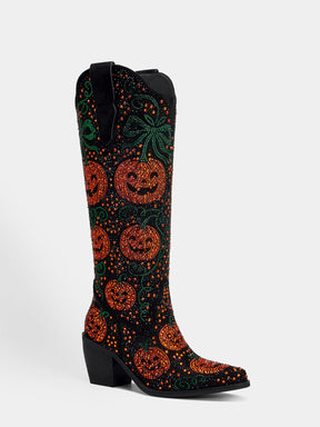 black_rhinestone_knee_high_western_boots