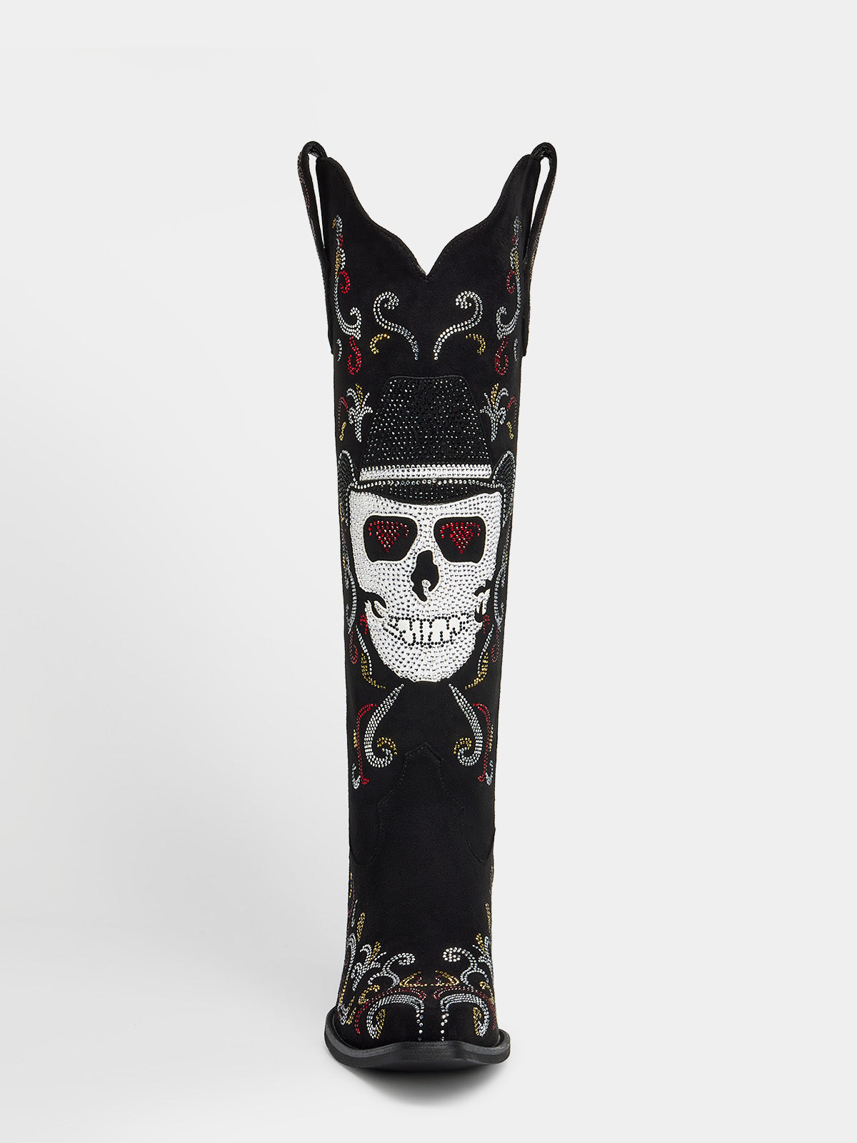 black_rhinestone_knee_high_western_cowgirl_boots