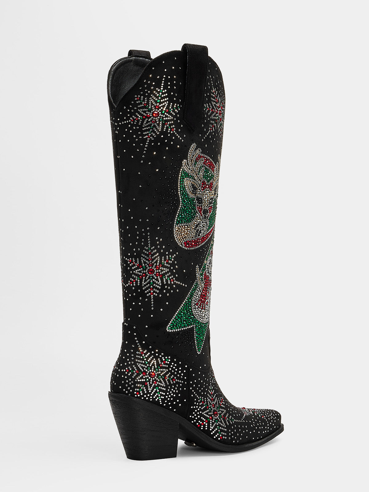 black_suede_christmas_snowman_rhinestone_cowgirl_boots
