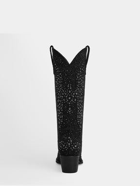 black_suede_full_rhinestone_block_heel_western_cowgirl_boots
