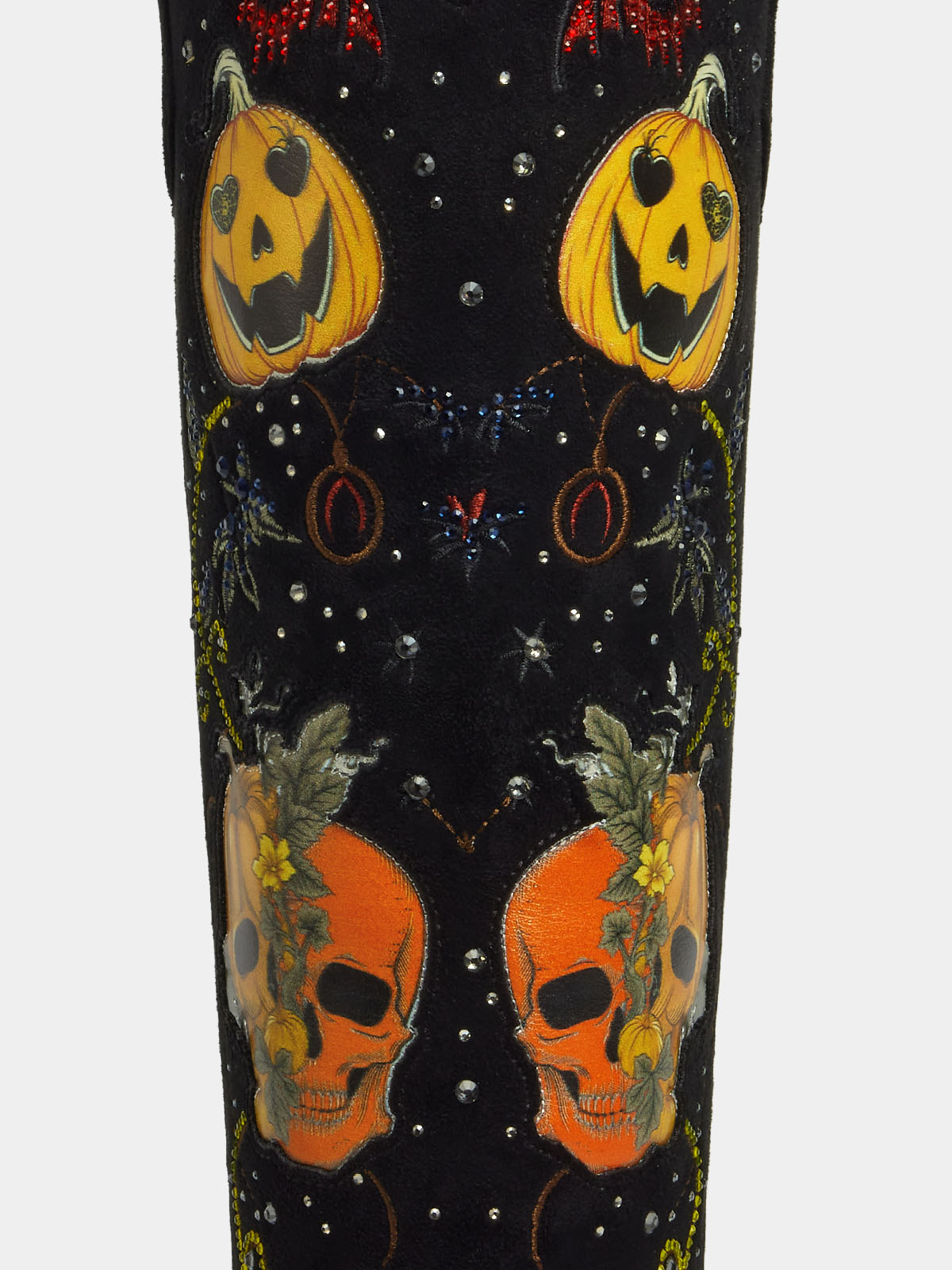 black_suede_pu_pumpkin_skull_rhinestone_vine_stud_western_cowgirl_boots