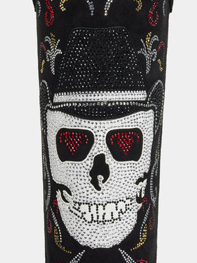 black_suede_rhinestone_skull_hat_detail_western_boots