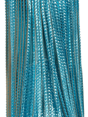 blue-fringe-rhinestone-western-ankle-boots-metallic-textured-fabric