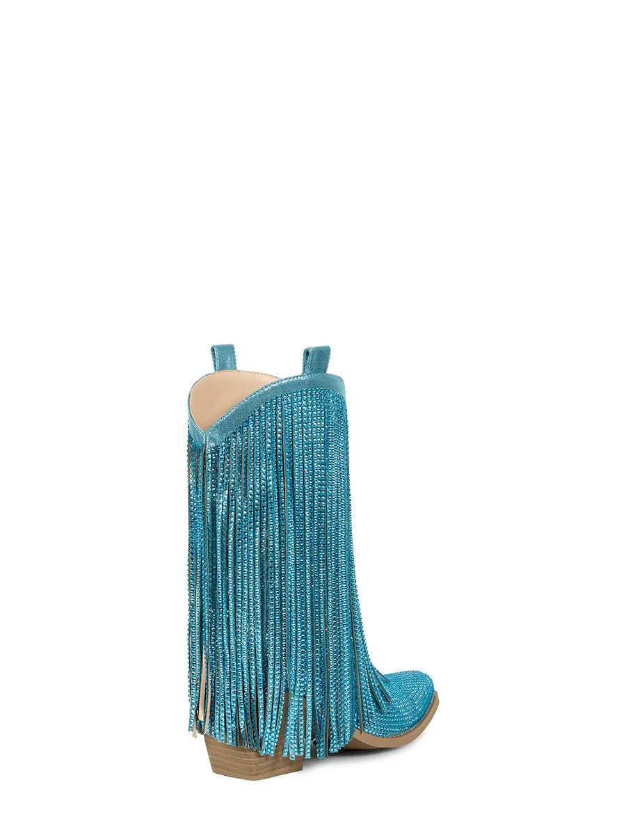 blue-fringe-rhinestone-western-ankle-boots-mid-heel
