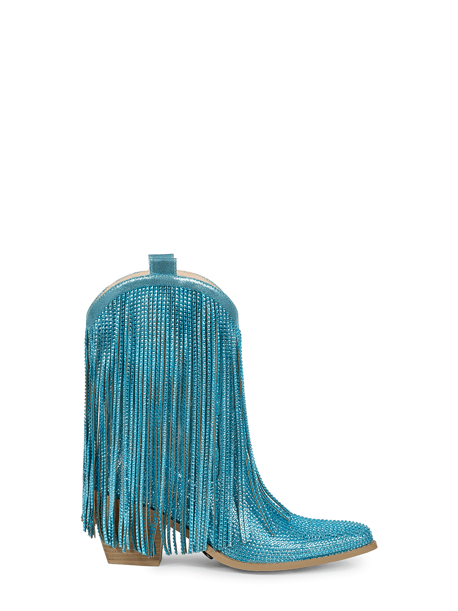 blue-fringe-rhinestone-western-ankle-boots-side-zipper