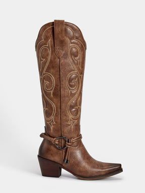 brown-gradient-embroidered-harness-western-boots-side-zipper