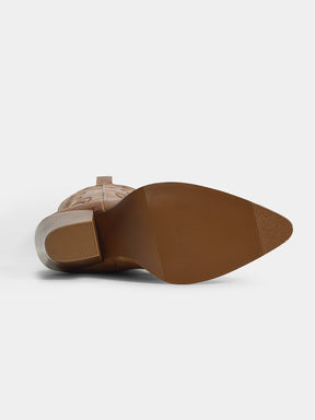 brown_pu_leather_block_heel_non_slip_sole_cowgirl_boots