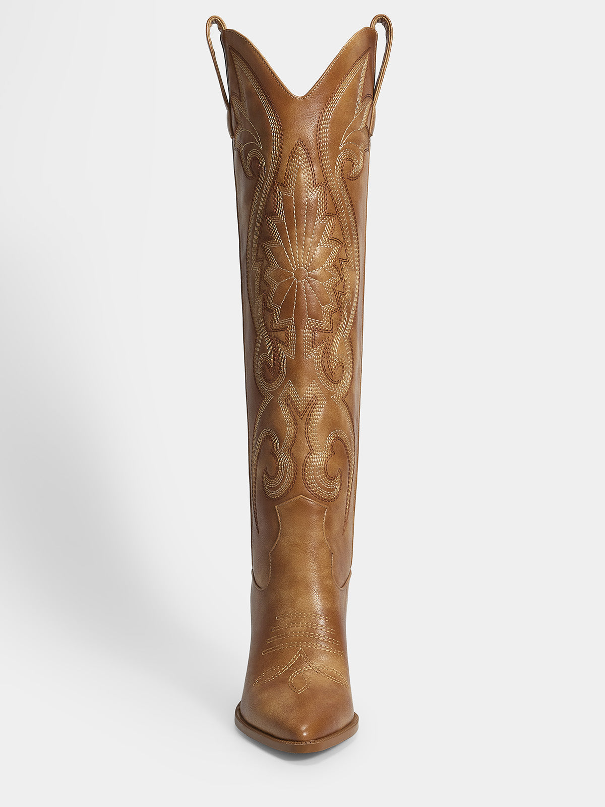 brown_pu_leather_pointed_toe_high_shaft_cowgirl_boots
