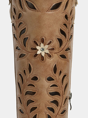 chestnut-brown-cut-out-dimensional-floral-western-boots-pu