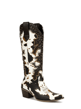 dark-brown-and-white-embroidered-cow-print-cowgirl-boots