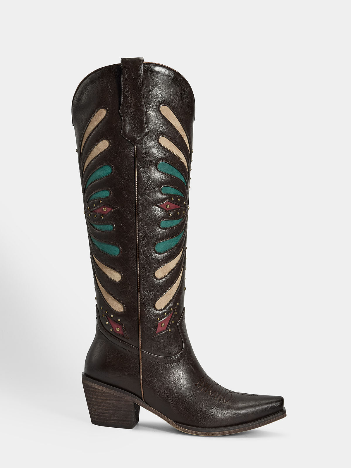 dark-brown-cut-out-butterfly-western-boots-side-zipper