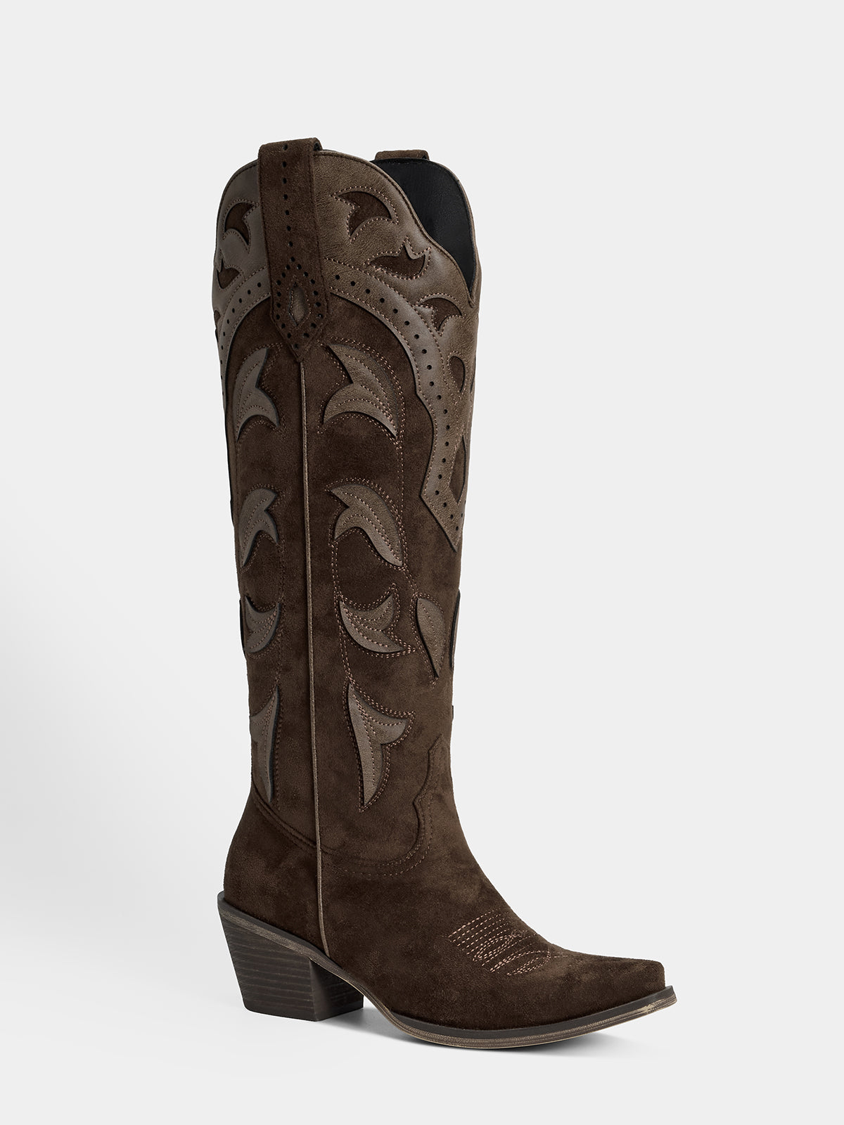 dark-brown-embossed-leaf-western-boots