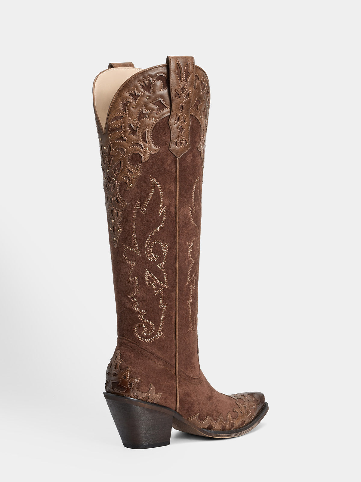 dark-brown-embossed-leather-embroidered-western-boots-mid-heel