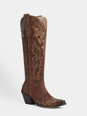 dark-brown-embossed-leather-embroidered-western-boots