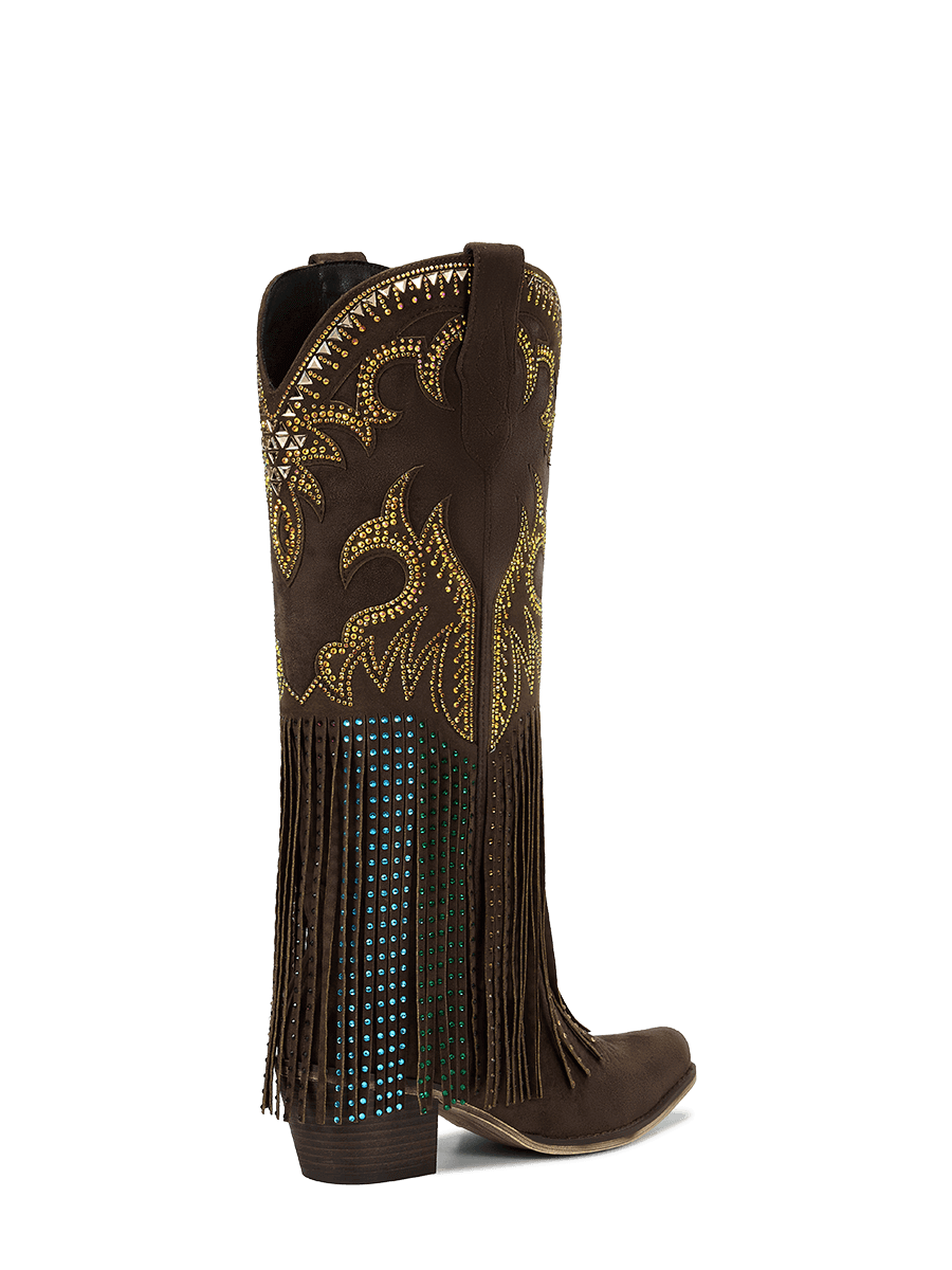 dark-brown-flame-rhinestones-fringe-mid-heel-cowgirl-boots