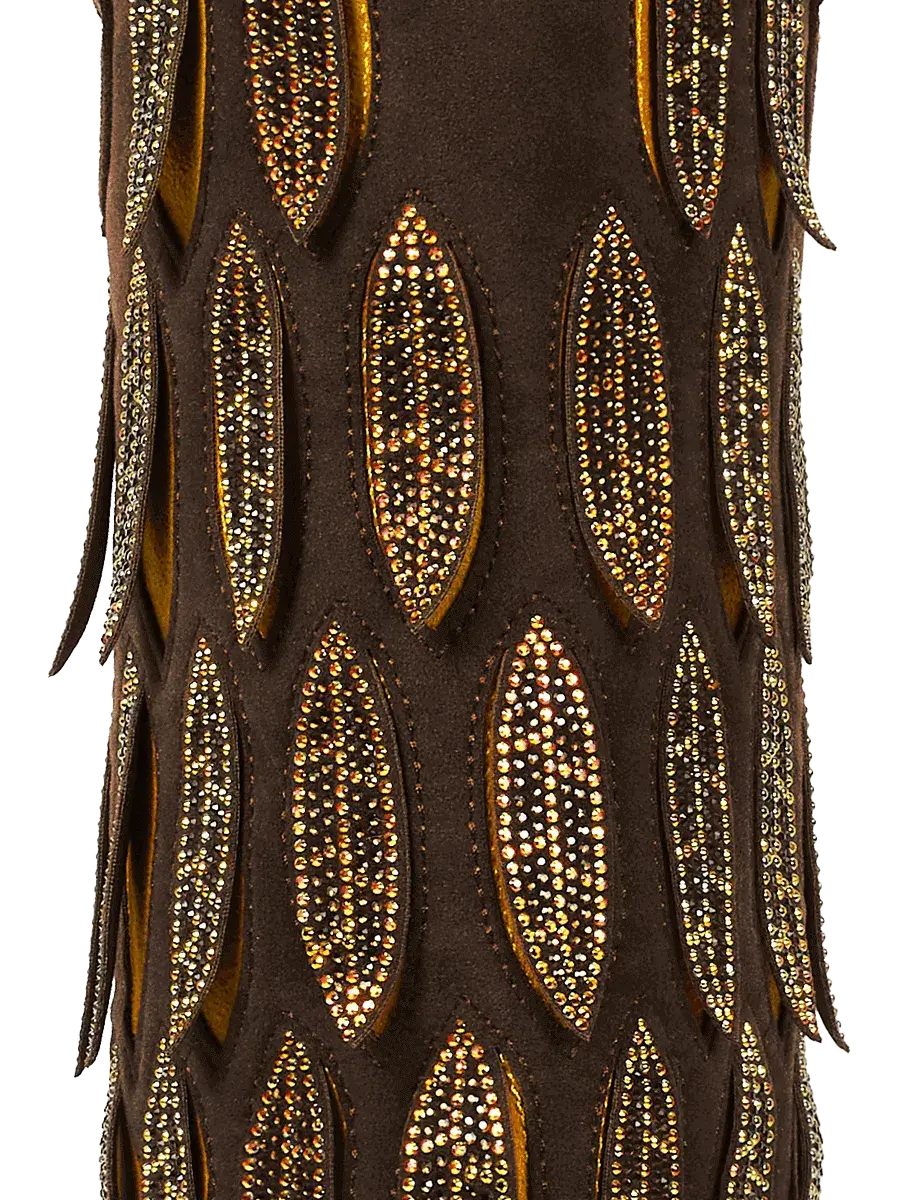 dark-brown-fold-over-dangle-leaves-faux-suede-western-cowgirl-boots