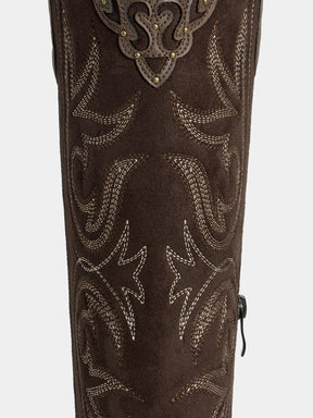 dark-brown-gradient-embroidered-wings-western-boots-faux-suede