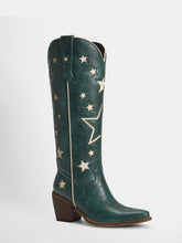 dark-green-cutout-star-pattern-cowgirl-boots