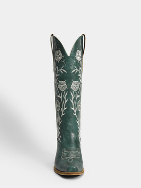 dark-green-embroidered-floral-motifs-cowgirl-boots-knee-high