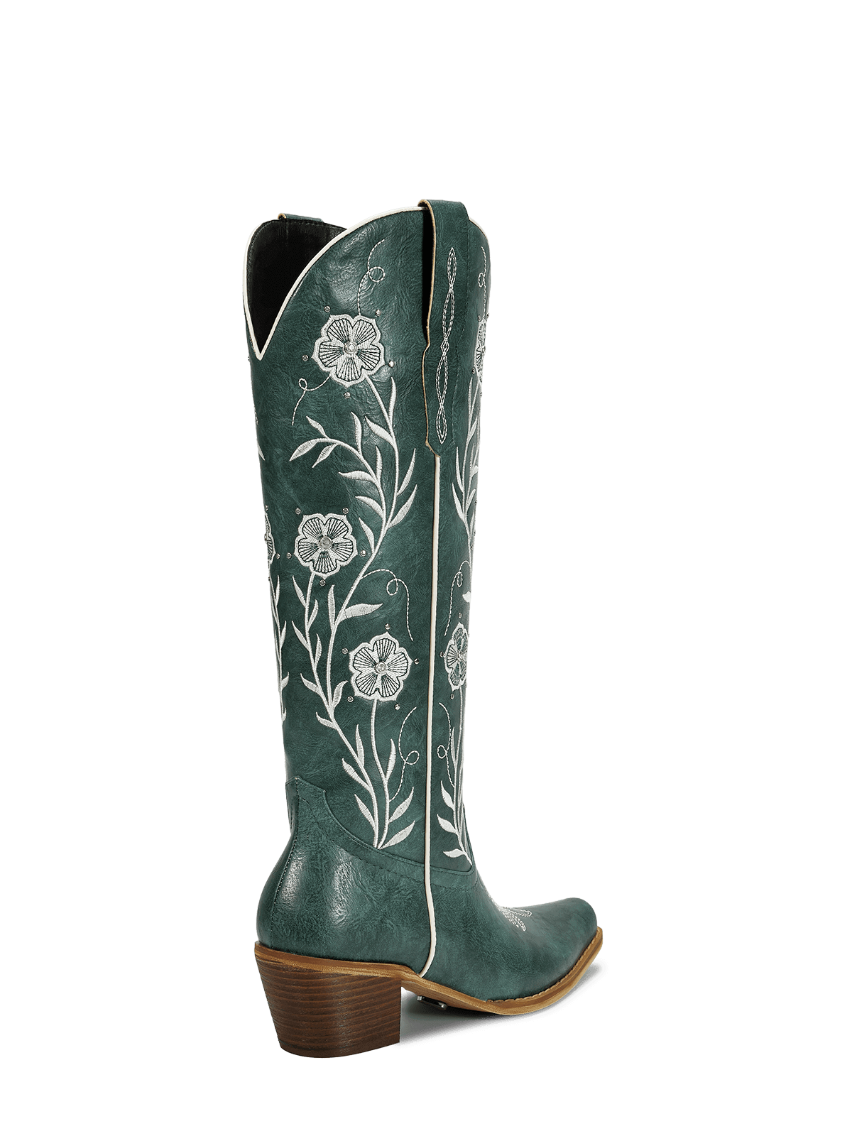 dark-green-embroidered-floral-motifs-cowgirl-boots-mid-heel