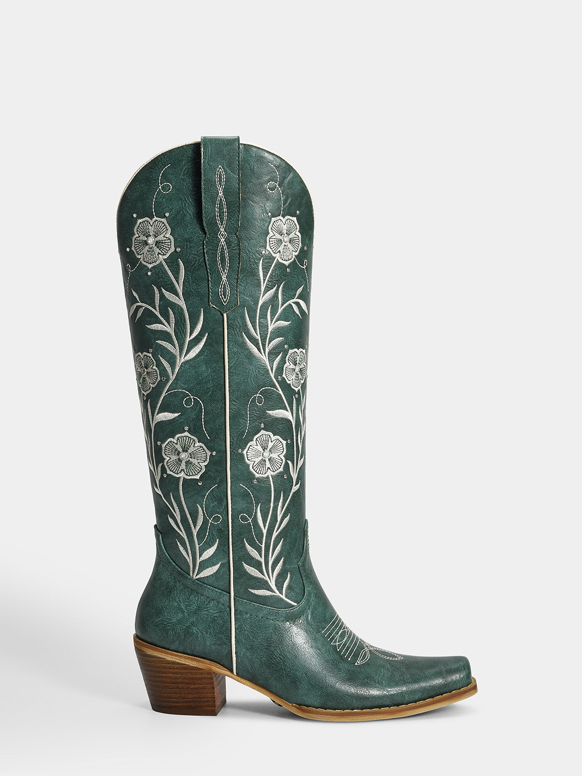 dark-green-embroidered-floral-motifs-cowgirl-boots-pull-on