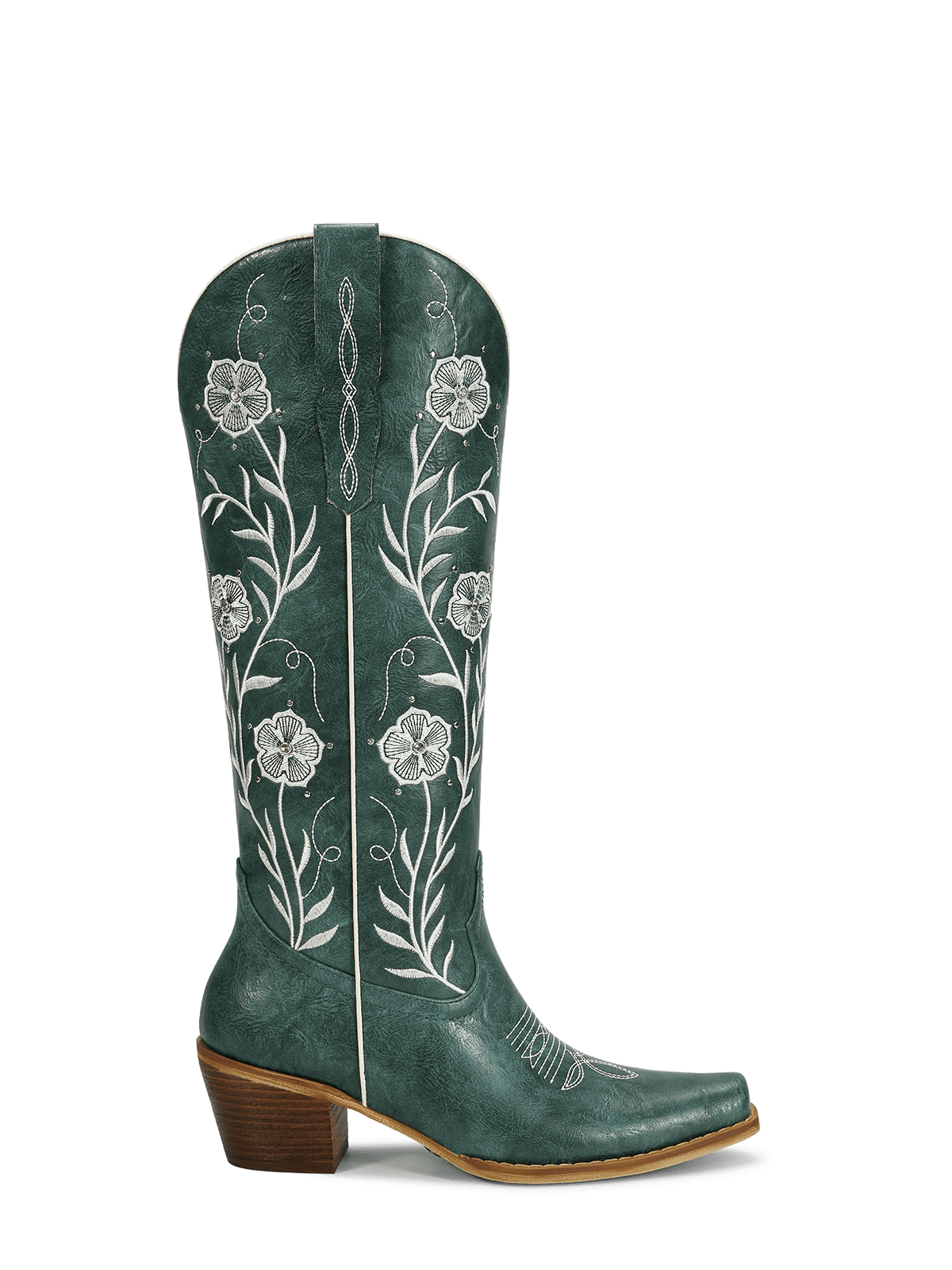 dark-green-embroidered-floral-motifs-cowgirl-boots-pull-on