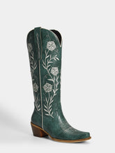 dark-green-embroidered-floral-motifs-cowgirl-boots
