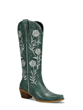 dark-green-embroidered-floral-motifs-cowgirl-boots
