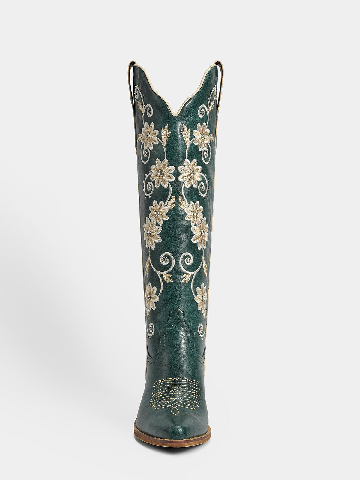dark-green-riveted-embroidered-floral-western-boots-knee-high