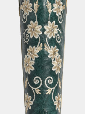 dark-green-riveted-embroidered-floral-western-boots-pu