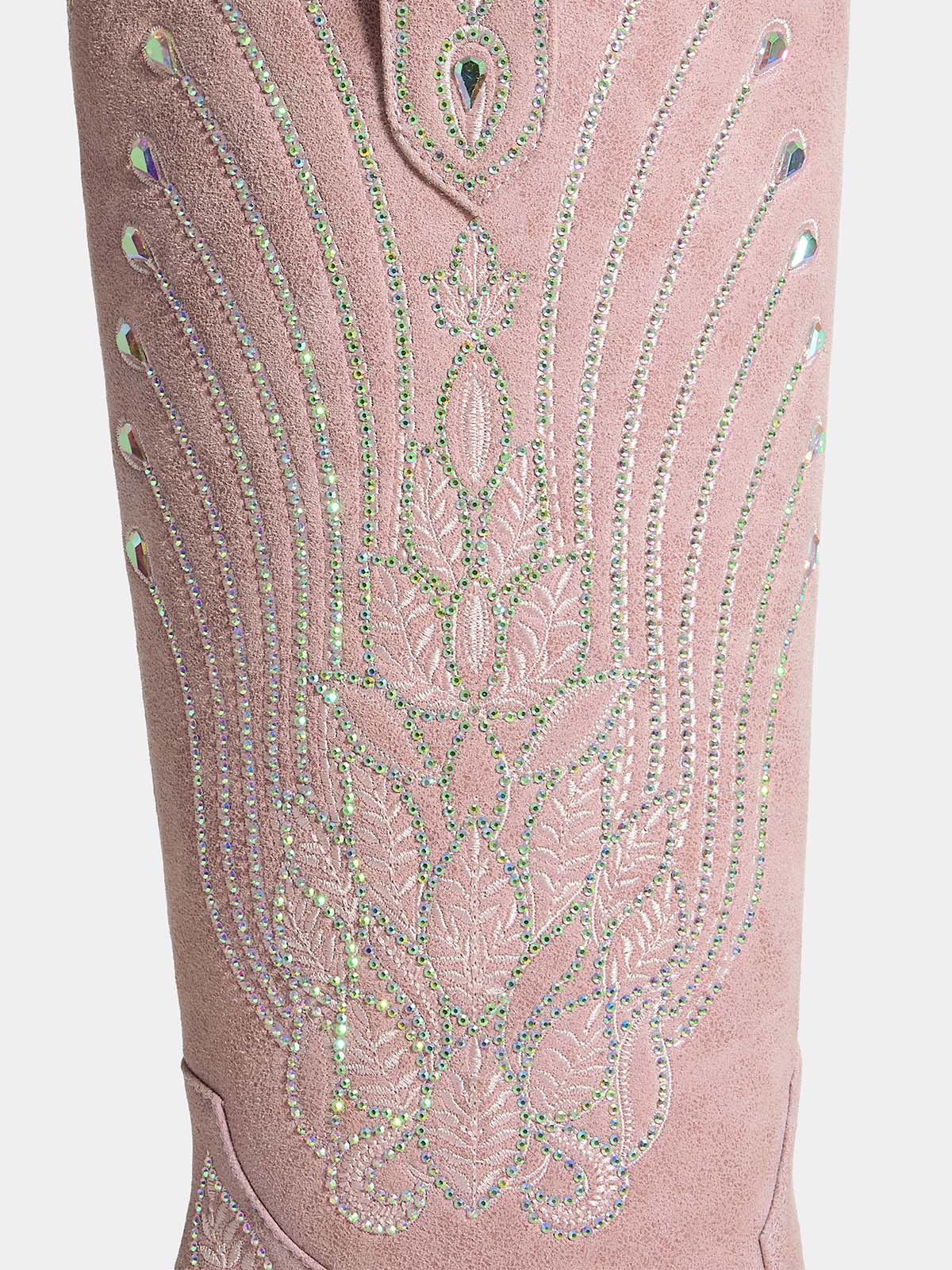 faded-pink-embroidered-leaf-bridal-cowboy-boots-faux-suede