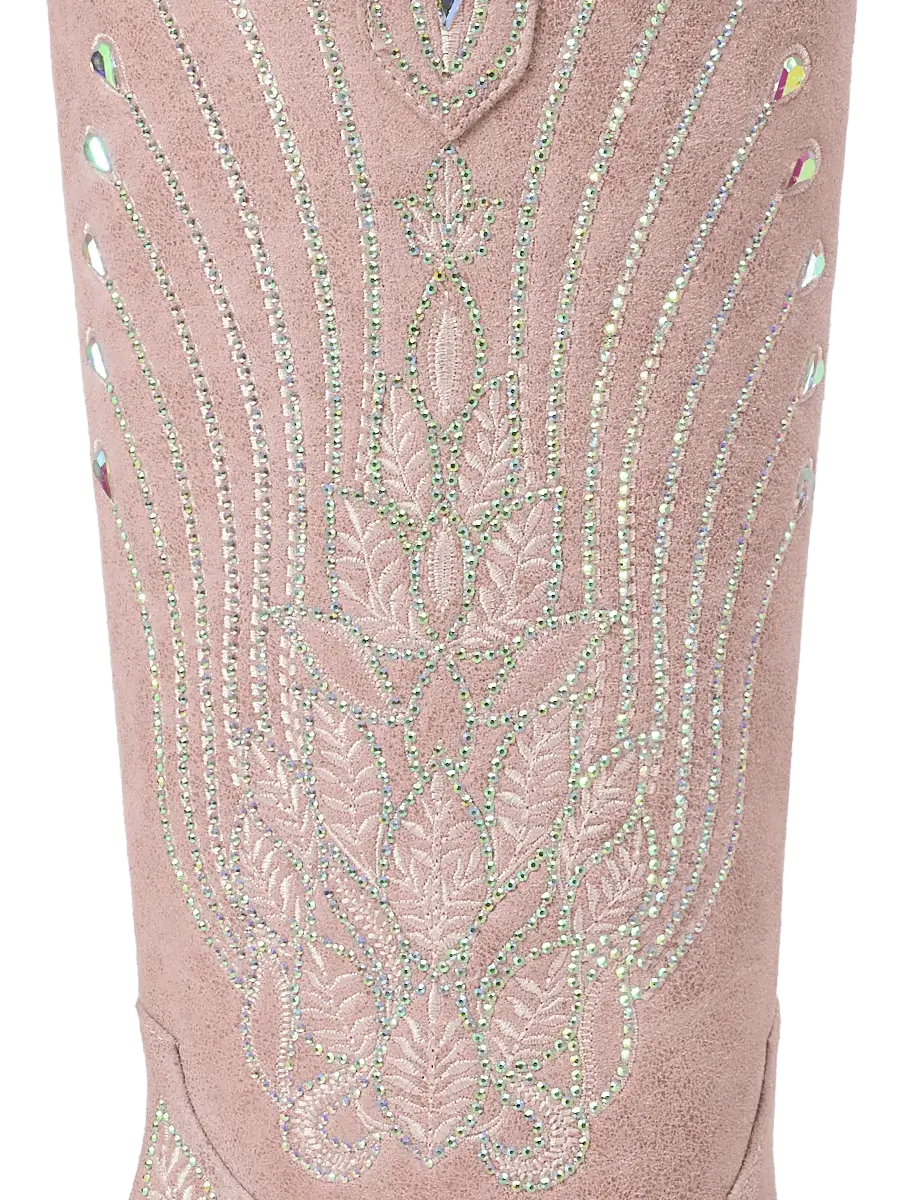 faded-pink-embroidered-leaf-bridal-cowboy-boots-faux-suede