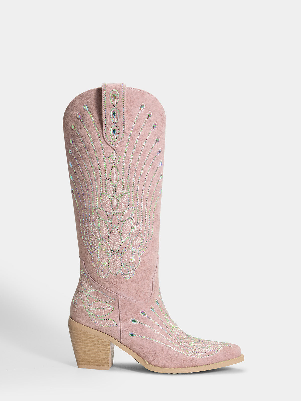 faded-pink-embroidered-leaf-bridal-cowboy-boots-side-zipper