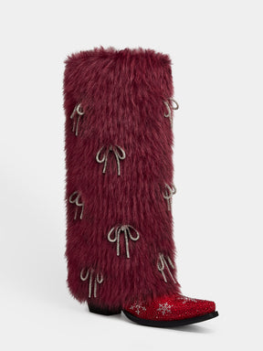 fluffy_fur_scattered_crystal_bow_western_boot