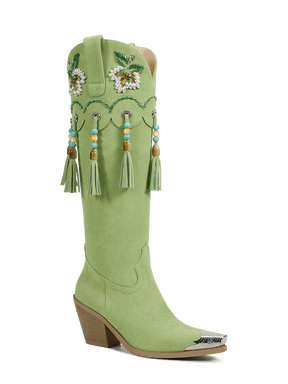 fresh-green-beaded-tassel-charms-cowgirl-boots