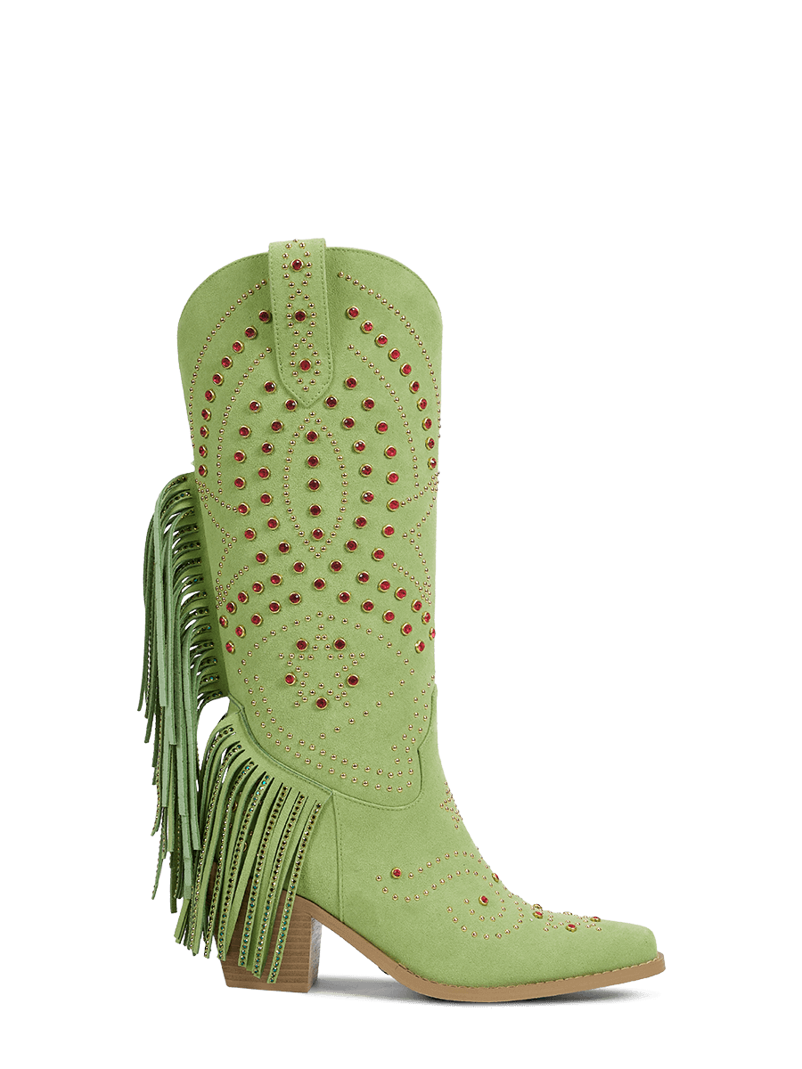fresh-green-tassel-red-crystals-cowgirl-boots-pull-on