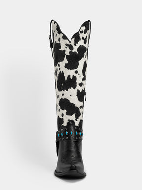 gemstone-strap-cow-print-cowgirl-boots-knee-high